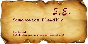 Simonovics Elemér névjegykártya